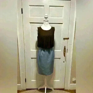 Escada one pcs dress, brown and light blue, lined skirt, size 36c slightly used.